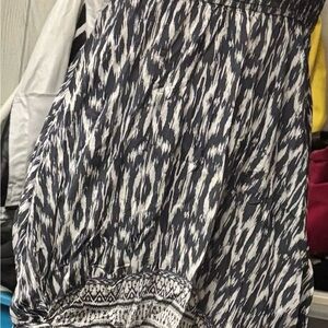 Zara Black and White Ikat Maxi Skirt